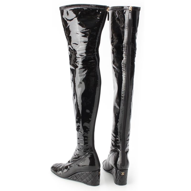 CHANEL 2024 2025 Patent Métiers D'art Collection Thigh High Boots Shoes G46564