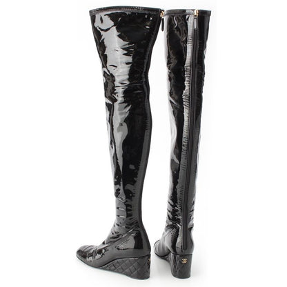 CHANEL 2024 2025 Patent Métiers D'art Collection Thigh High Boots Shoes G46564