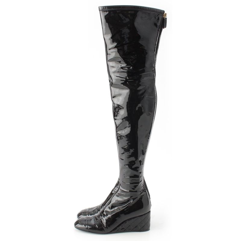 CHANEL 2024 2025 Patent Métiers D'art Collection Thigh High Boots Shoes G46564
