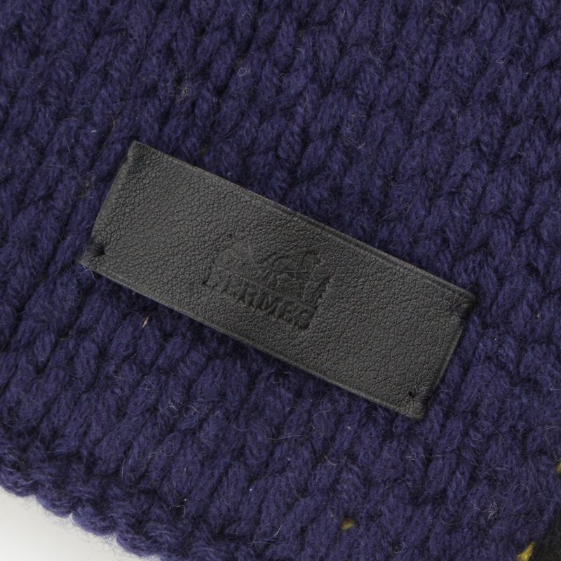 HERMES Bride DE GARA Cashmere Ceremonial Bridle Long Knit Muffler - Navy