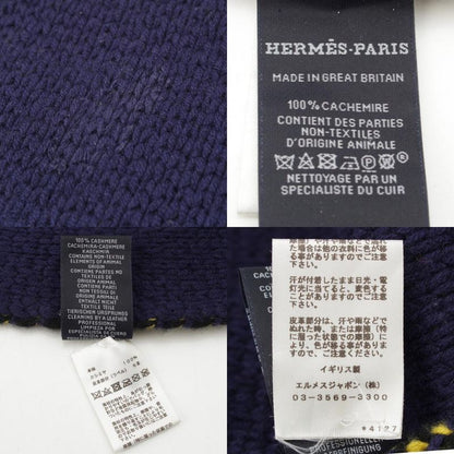HERMES Bride DE GARA Cashmere Ceremonial Bridle Long Knit Muffler - Navy