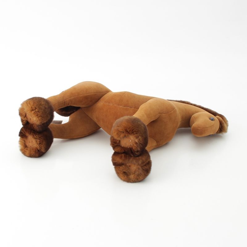 HERMES Lambskin Elmi-pm Orirag Horse Doll Stuffed Toy Brown