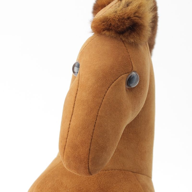 HERMES Lambskin Elmi-pm Orirag Horse Doll Stuffed Toy Brown