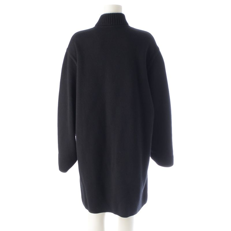 HERMES Wool Bias H Knit Zip Up Coat Outerwear 4h2102d2 Black 36