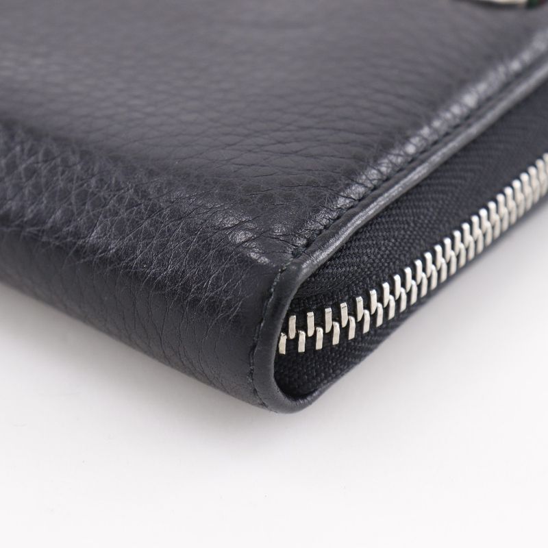 GUCCI Sherry Line Inter-locking G 308796 Leather Black Unisex Long Wallet