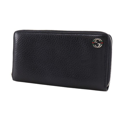 GUCCI Sherry Line Inter-locking G 308796 Leather Black Unisex Long Wallet