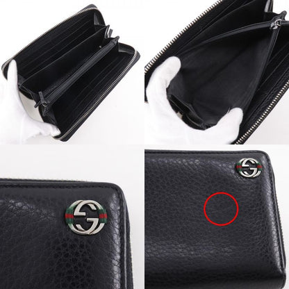GUCCI Sherry Line Inter-locking G 308796 Leather Black Unisex Long Wallet