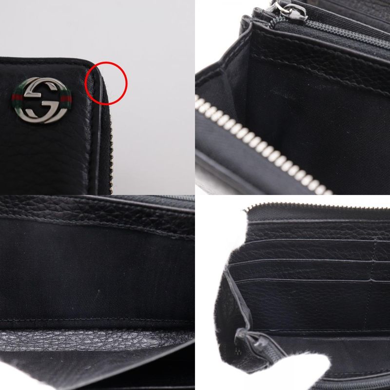 GUCCI Sherry Line Inter-locking G 308796 Leather Black Unisex Long Wallet