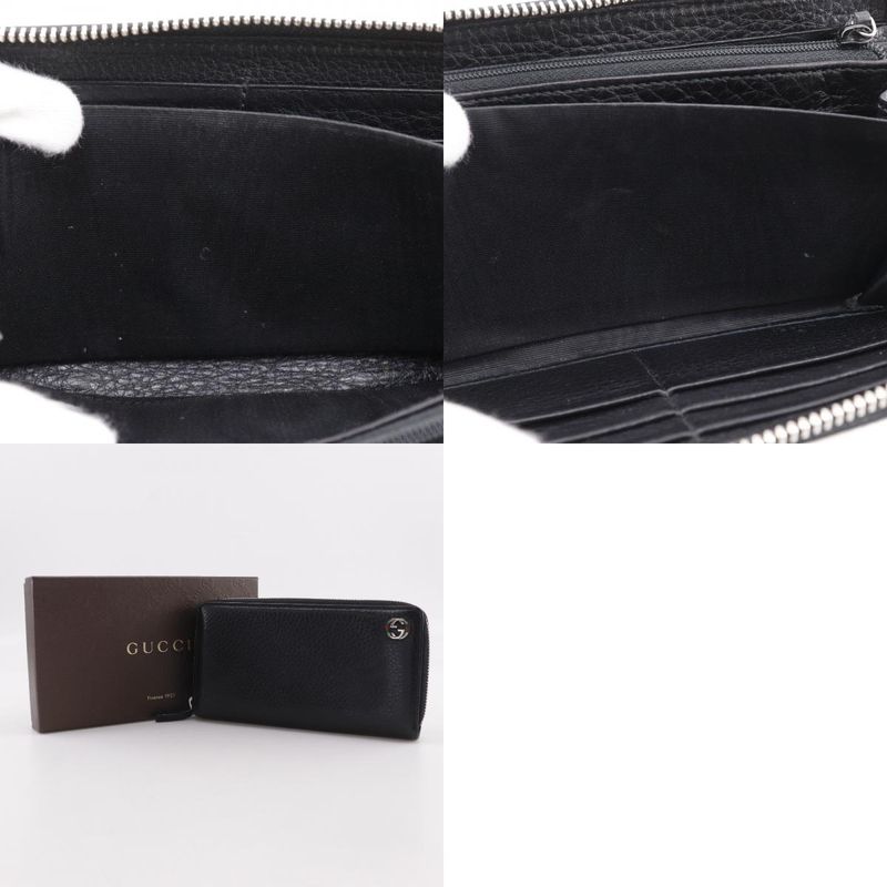 GUCCI Sherry Line Inter-locking G 308796 Leather Black Unisex Long Wallet