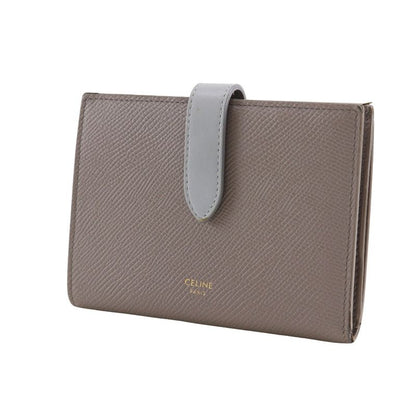 CELINE Medium Strap Wallet Leather Gray - Unisex Bifold Wallet