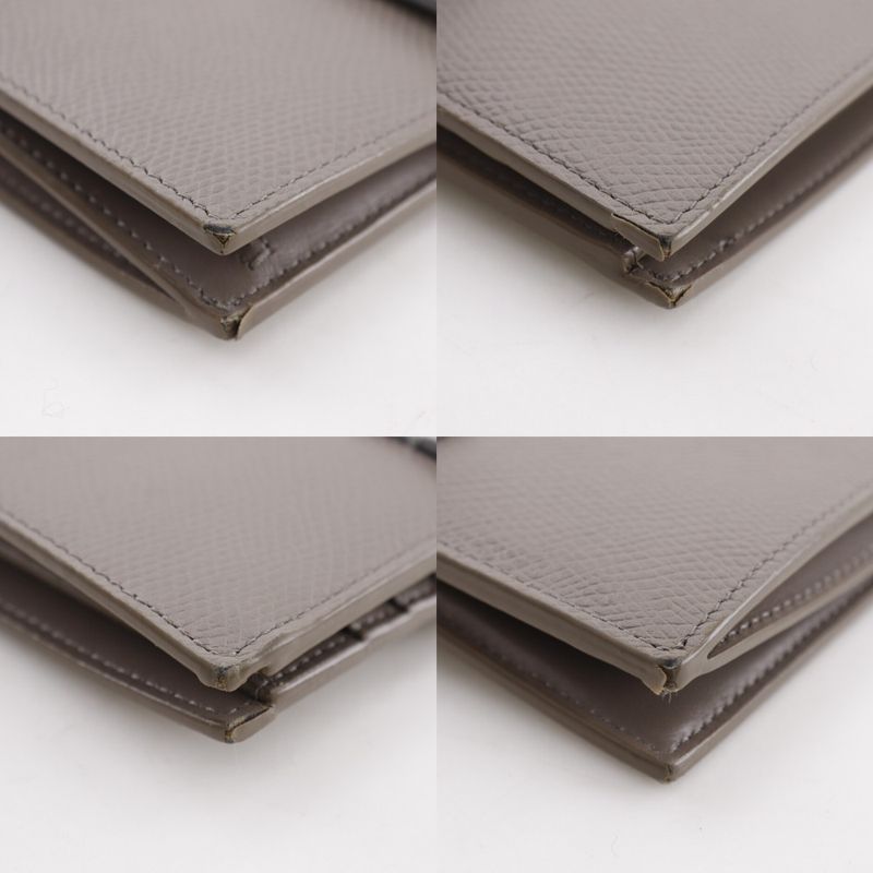 CELINE Medium Strap Wallet Leather Gray - Unisex Bifold Wallet