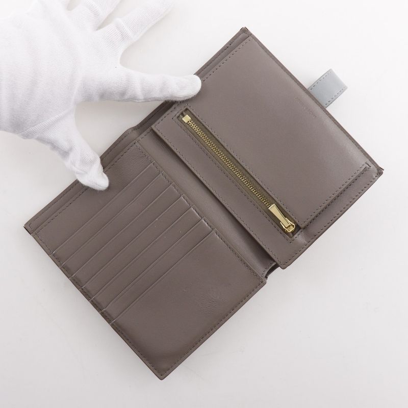 CELINE Medium Strap Wallet Leather Gray - Unisex Bifold Wallet