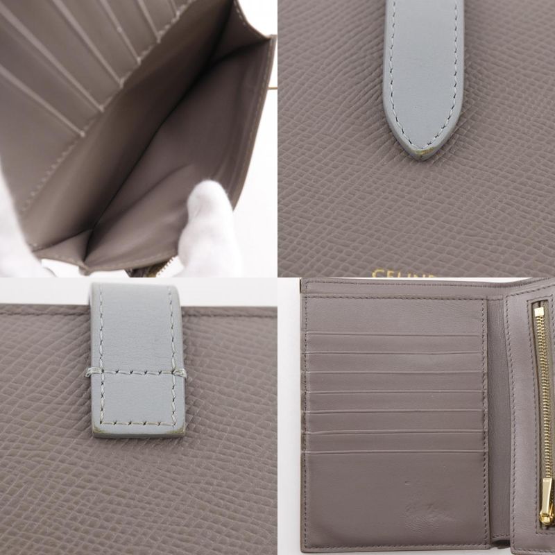 CELINE Medium Strap Wallet Leather Gray - Unisex Bifold Wallet