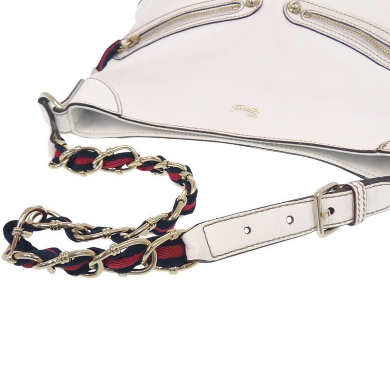 GUCCI Sherry Line Chain Shoulder Bag 154392 Leather White 0852 GUCCI