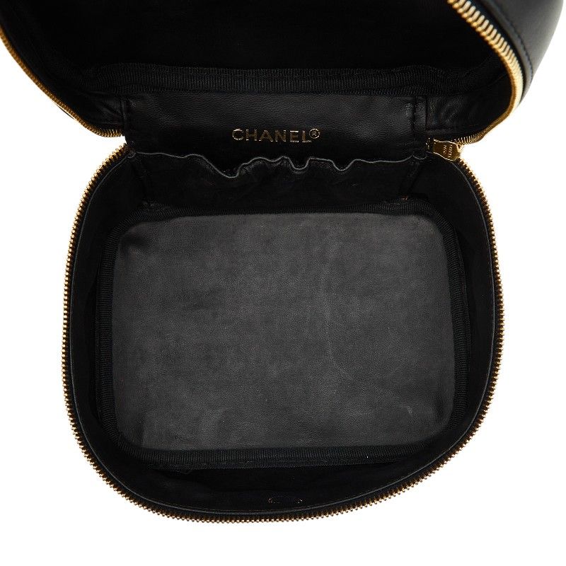 CHANEL Bicolore Vanity Bag Handbag Black Lambskin Women's CHANEL