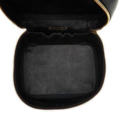 CHANEL Bicolore Vanity Bag Handbag Black Lambskin Women's CHANEL