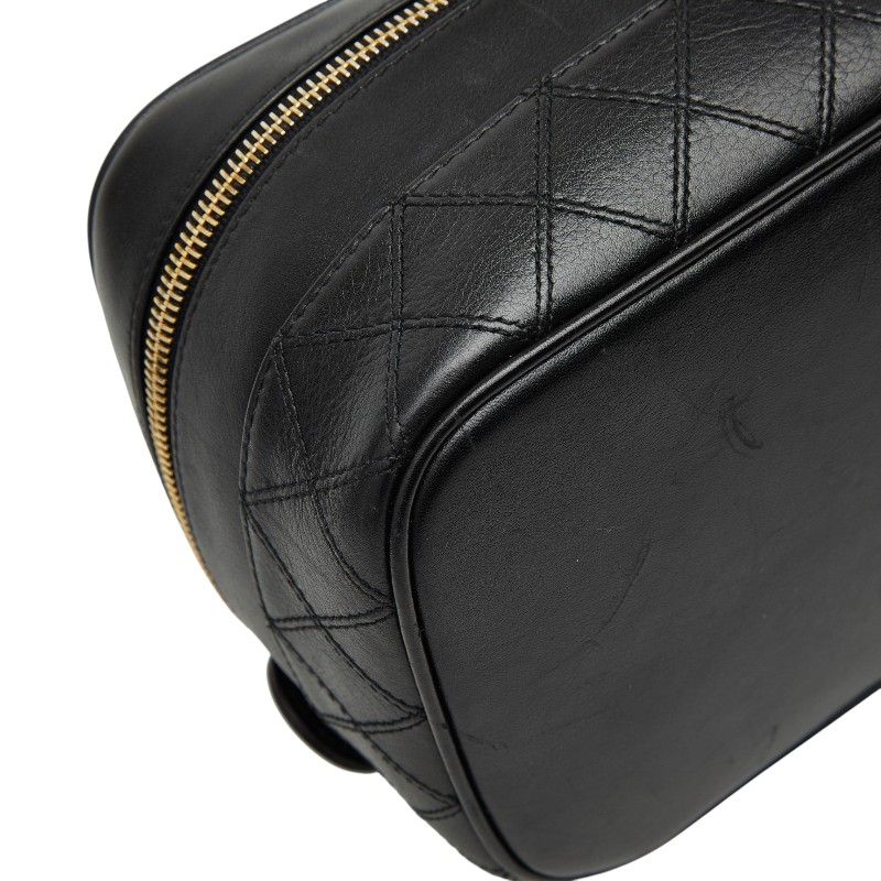 CHANEL Bicolore Vanity Bag Handbag Black Lambskin Women's CHANEL