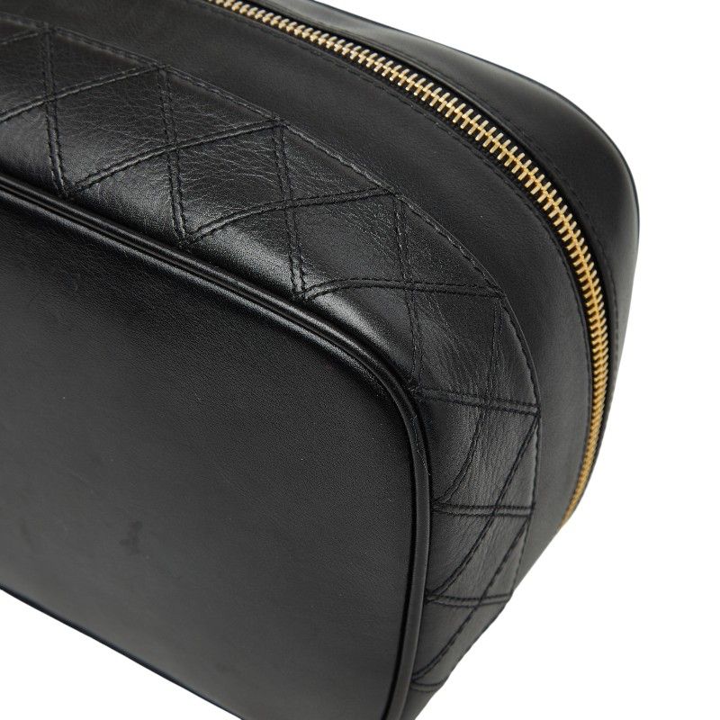 CHANEL Bicolore Vanity Bag Handbag Black Lambskin Women's CHANEL