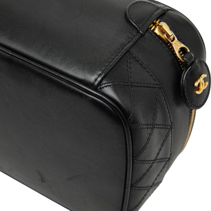 CHANEL Bicolore Vanity Bag Handbag Black Lambskin Women's CHANEL