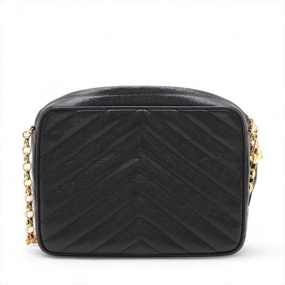 Chanel Shoulder Bag Caviar Leather Chevron CC Logo