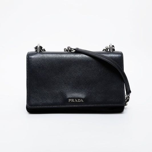Prada Shoulder Bag Nylon Saffiano Leather Chain
