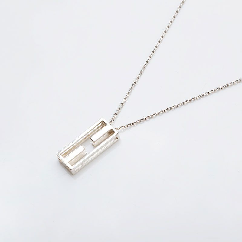 Hermes Necklace Logo Silver