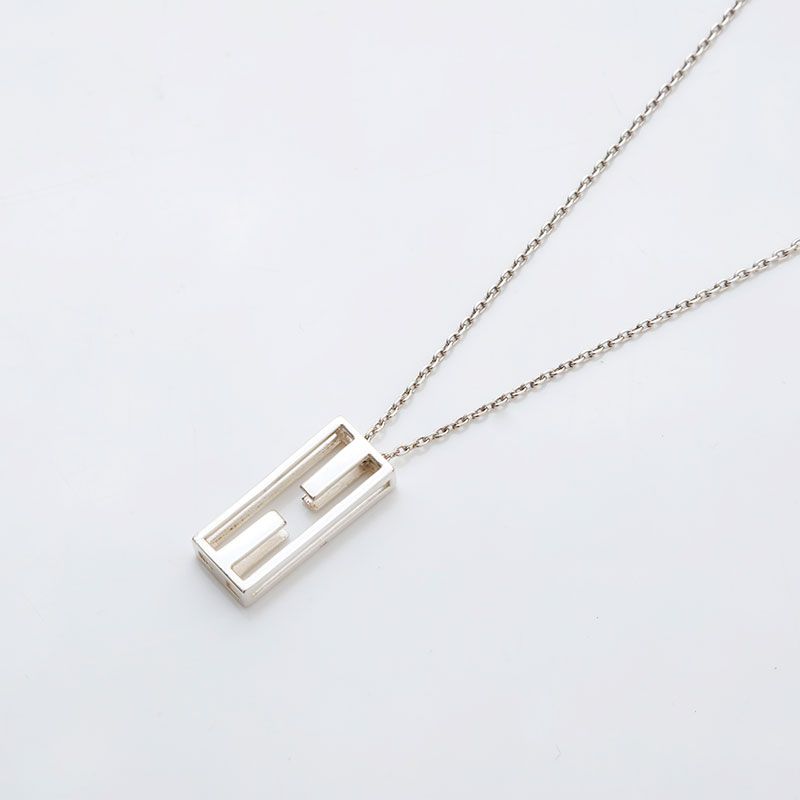 Hermes Necklace Logo Silver