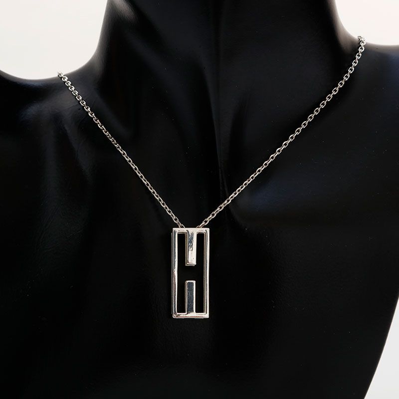 Hermes Necklace Logo Silver