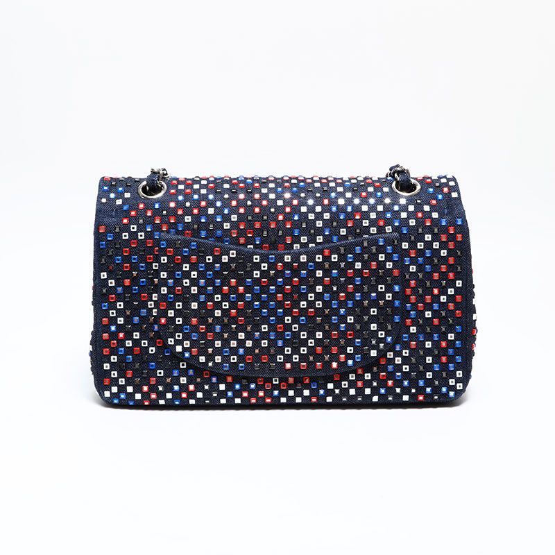 Chanel Shoulder Bag Crystal Flap Denim