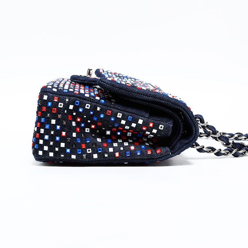 Chanel Shoulder Bag Crystal Flap Denim