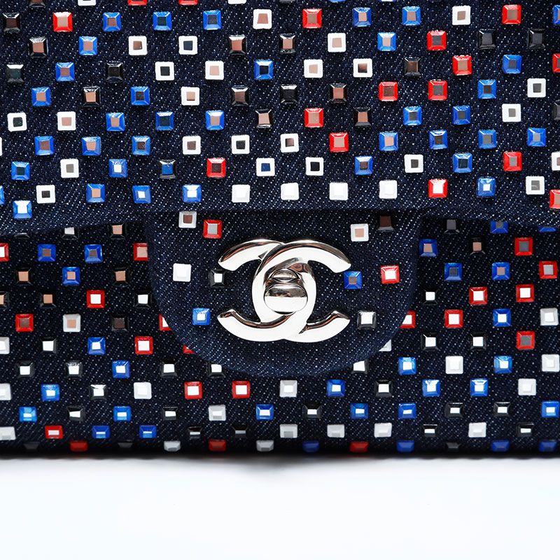 Chanel Shoulder Bag Crystal Flap Denim