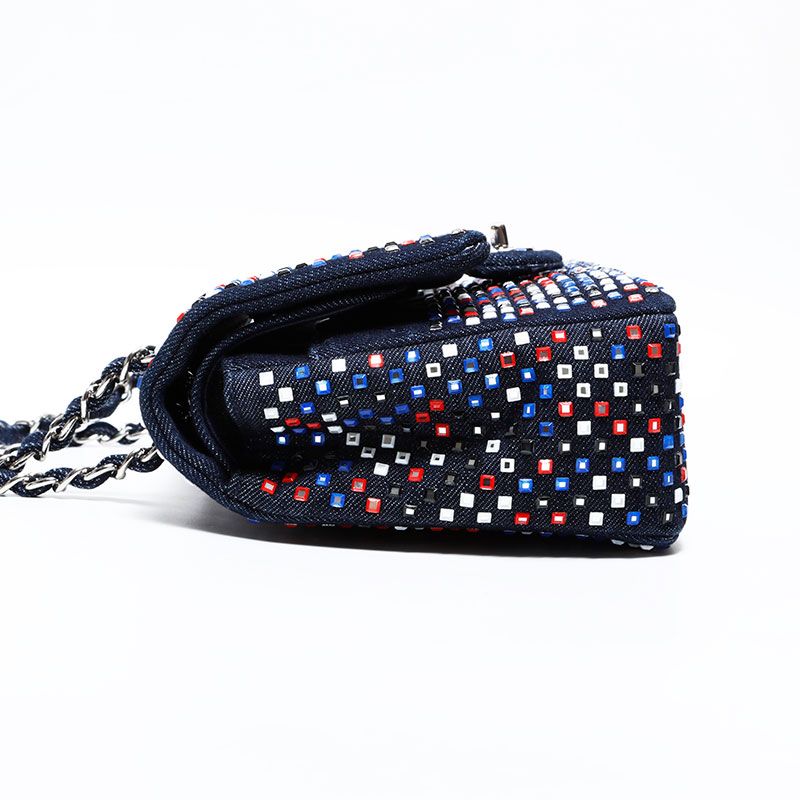 Chanel Shoulder Bag Crystal Flap Denim