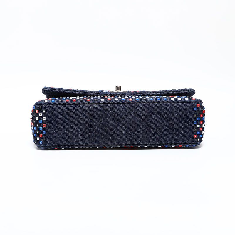 Chanel Shoulder Bag Crystal Flap Denim
