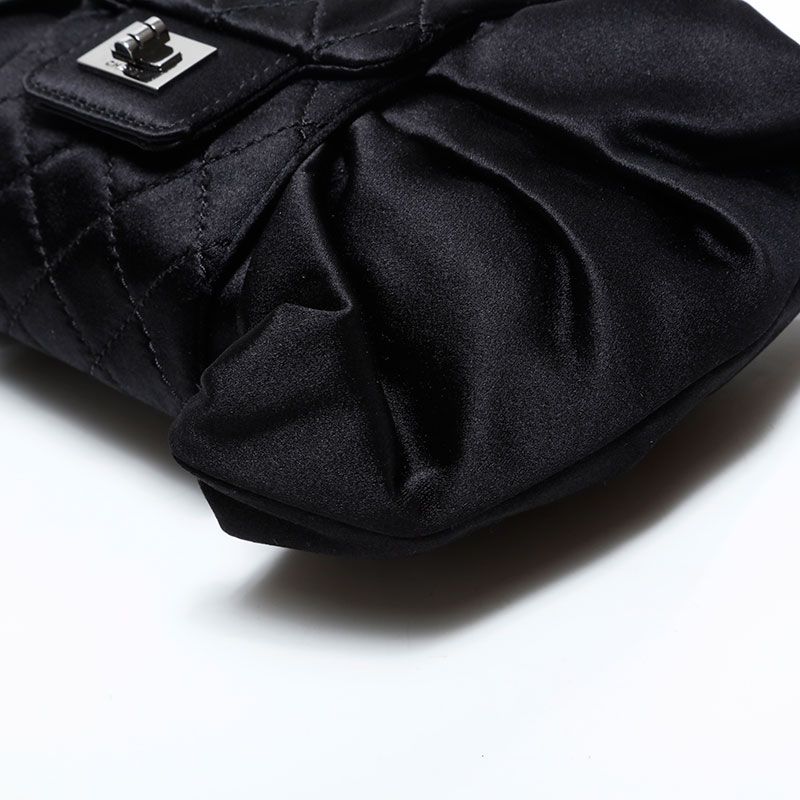 Chanel Shoulder Bag Satin Chain Ribbon