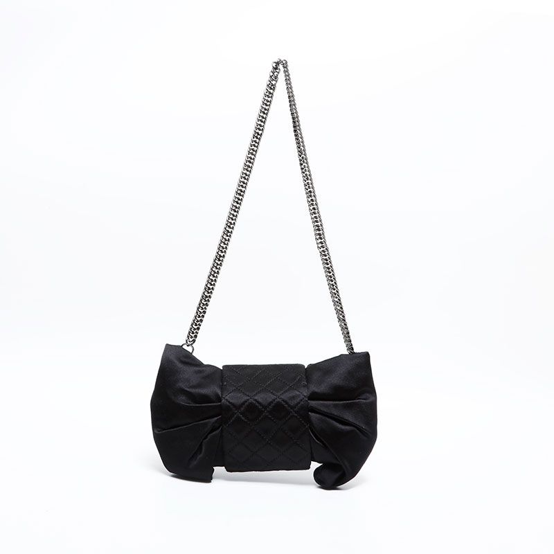 Chanel Shoulder Bag Satin Chain Ribbon