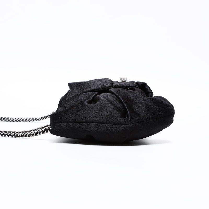 Chanel Shoulder Bag Satin Chain Ribbon