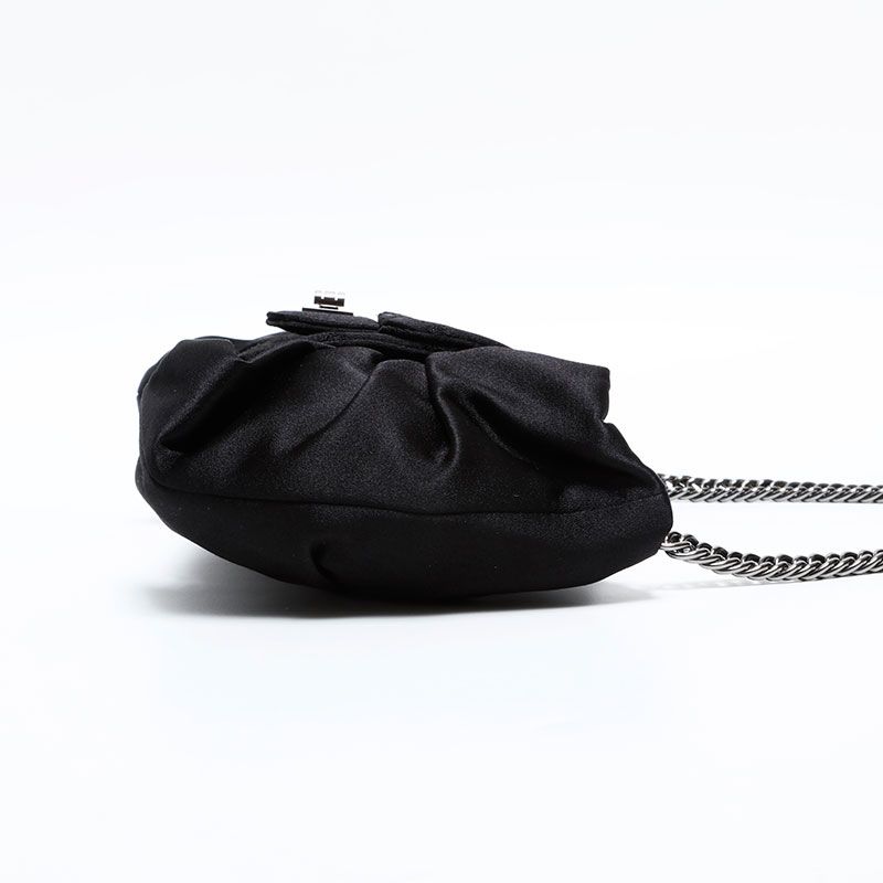 Chanel Shoulder Bag Satin Chain Ribbon