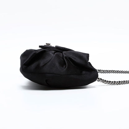 Chanel Shoulder Bag Satin Chain Ribbon