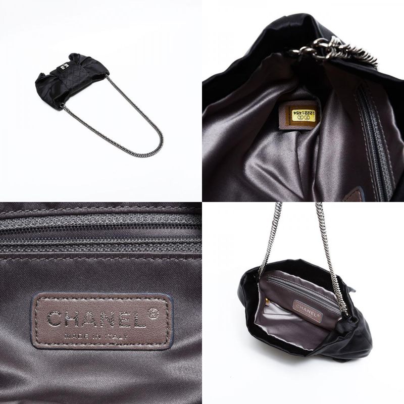 Chanel Shoulder Bag Satin Chain Ribbon