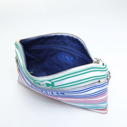 Chanel Clutch Cotton Canvas Multicolor CC Logo