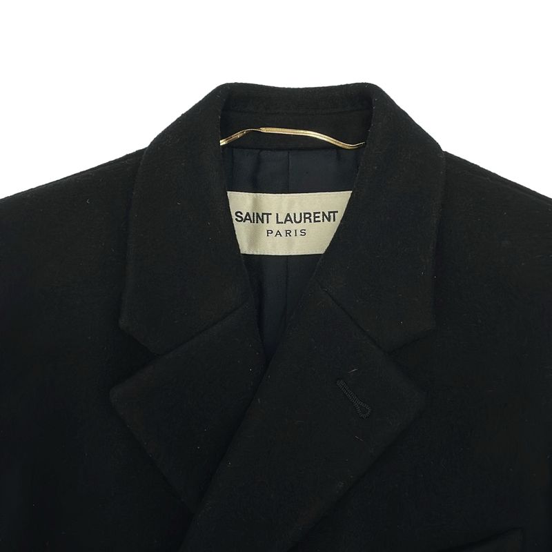 Saint Laurent Paris 14AW Wool Melton Double Chester Coat 362902 Black 34
