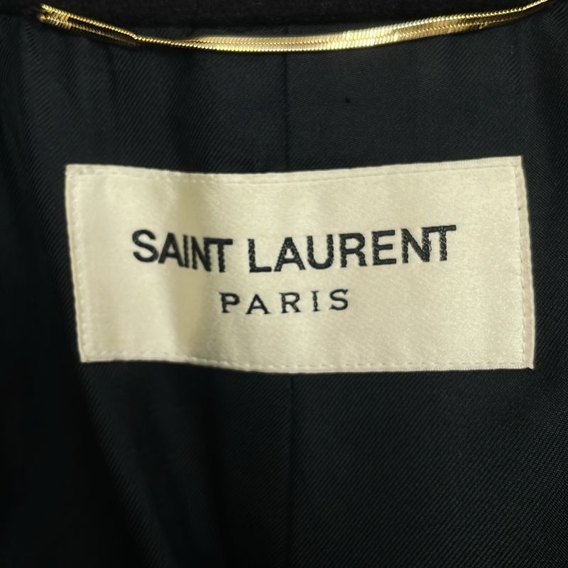 Saint Laurent Paris 14AW Wool Melton Double Chester Coat 362902 Black 34