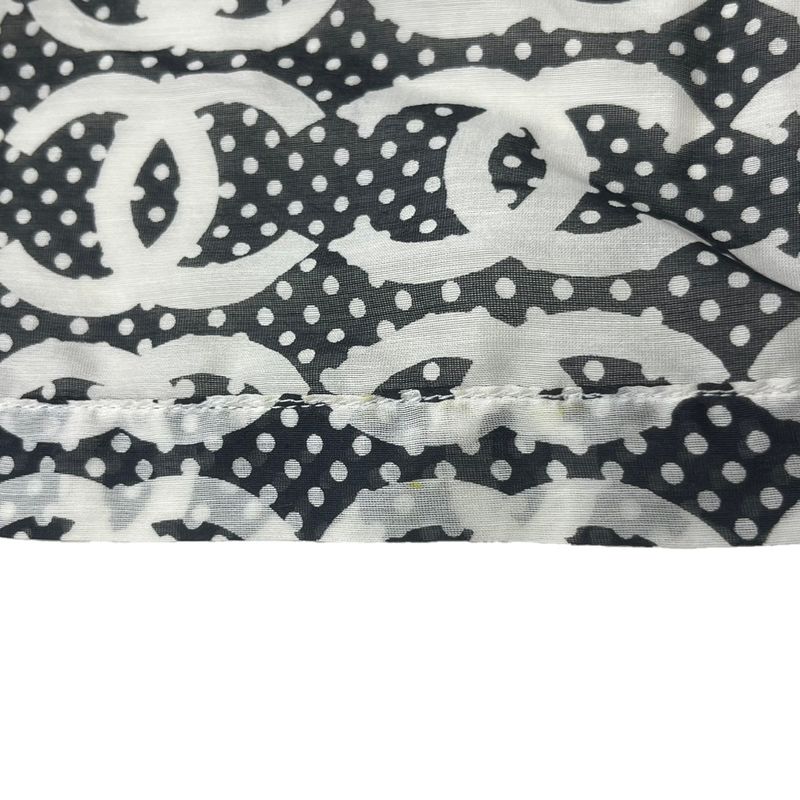CHANEL Lion Coco Mark Chiffon Dress P37297v27082 Black X White 38