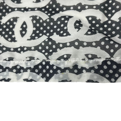 CHANEL Lion Coco Mark Chiffon Dress P37297v27082 Black X White 38