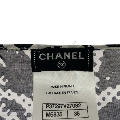 CHANEL Lion Coco Mark Chiffon Dress P37297v27082 Black X White 38