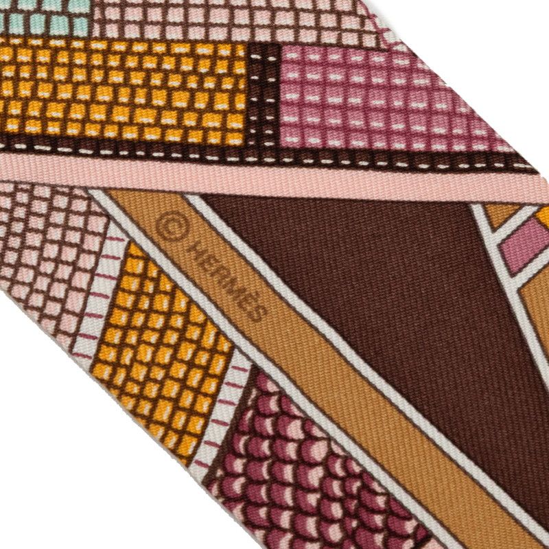 HERMES Twilly- L'art Indien Des Plaines Prairie Indian Art Multicolor Silk