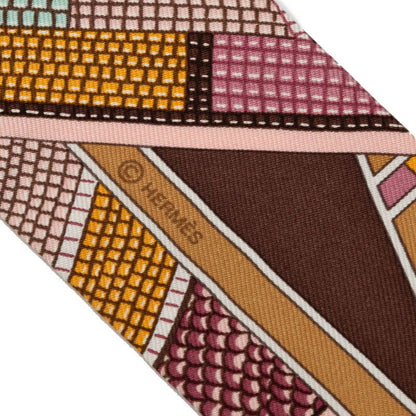 HERMES Twilly- L'art Indien Des Plaines Prairie Indian Art Multicolor Silk