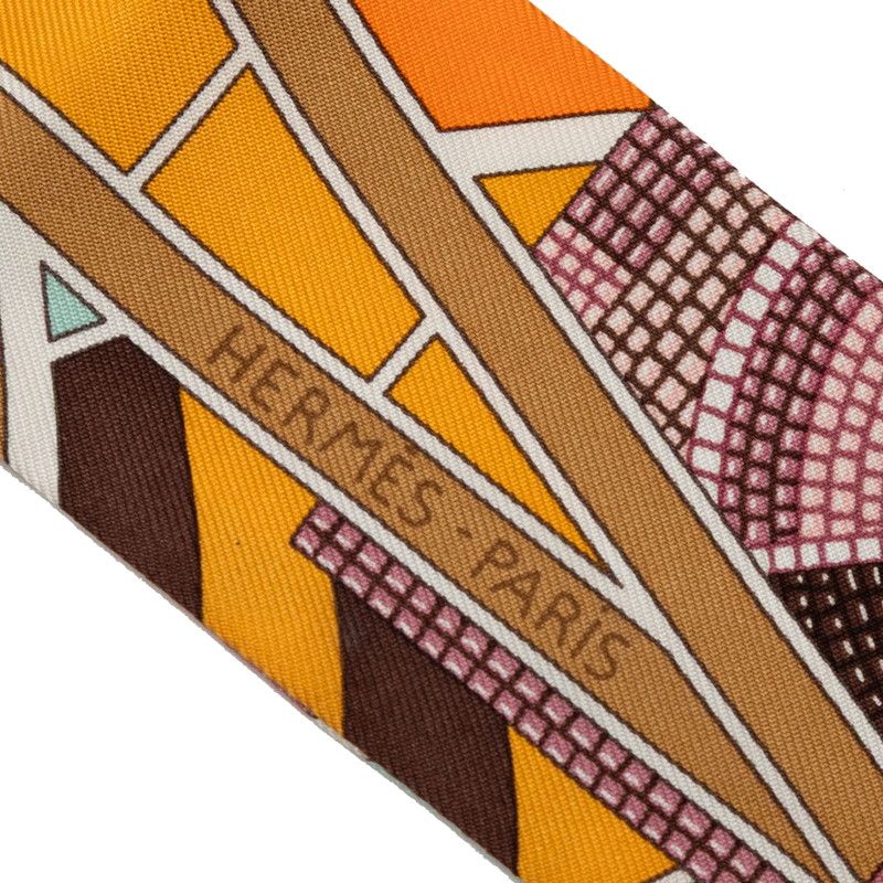 HERMES Twilly- L'art Indien Des Plaines Prairie Indian Art Multicolor Silk