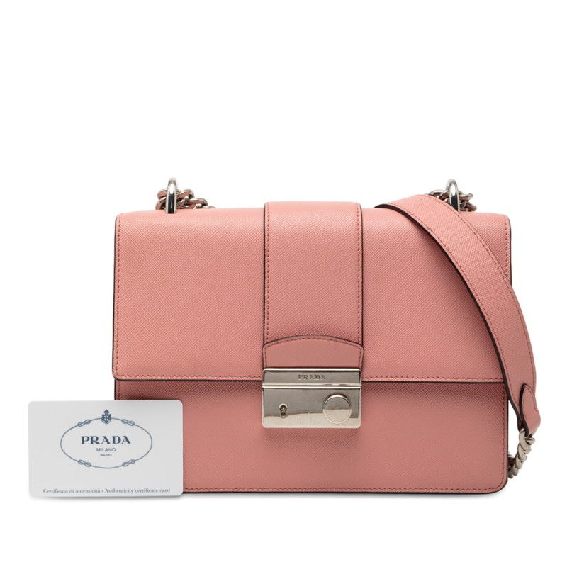 PRADA Chain Shoulder Bag 1bd034 Pink Sapphire Leather Women's PRADA