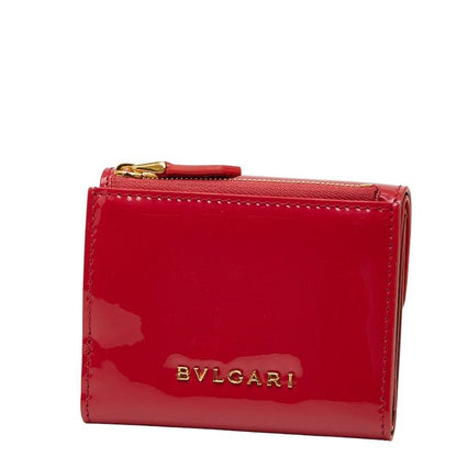 BVLGARI Serpenti Trifold Wallet Compact Wallet Pink Patent Leather Women's